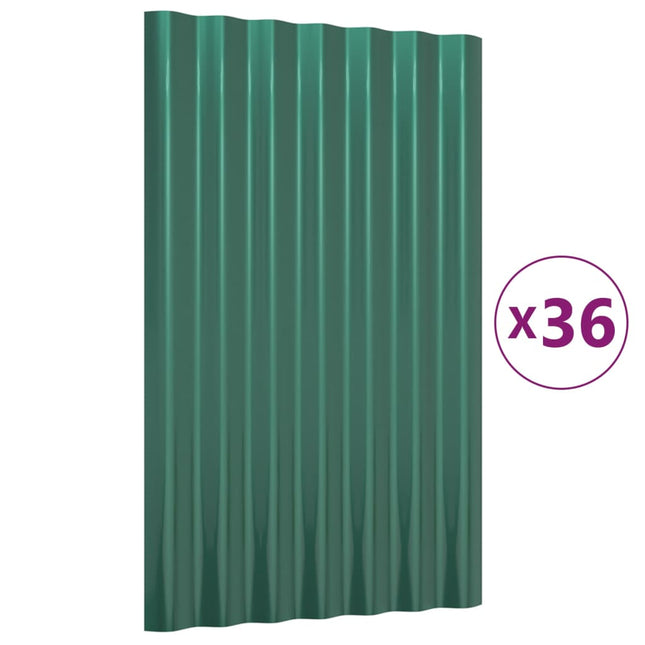 tagplader 36 stk. 60x36 cm galvaniseret stål grøn