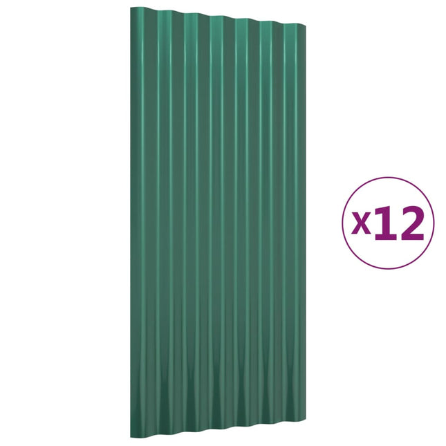tagplader 12 stk. 80x36 cm galvaniseret stål grøn