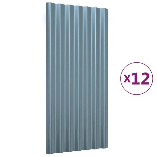 tagplader 12 stk. 80x36 cm galvaniseret stål grå