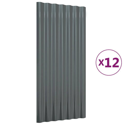 tagplader 12 stk. 80x36 cm galvaniseret stål antracitgrå