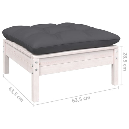 loungesæt til haven 10 dele med hynder massivt fyrretræ hvid