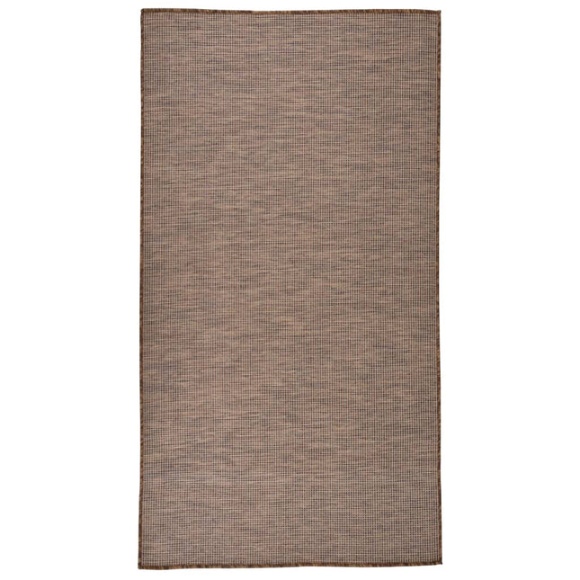 fladvævet udendørstæppe 80x150 cm brun