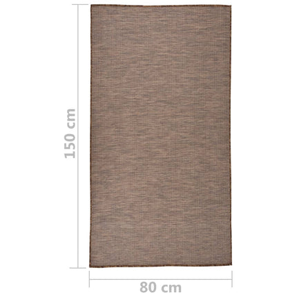 fladvævet udendørstæppe 80x150 cm brun