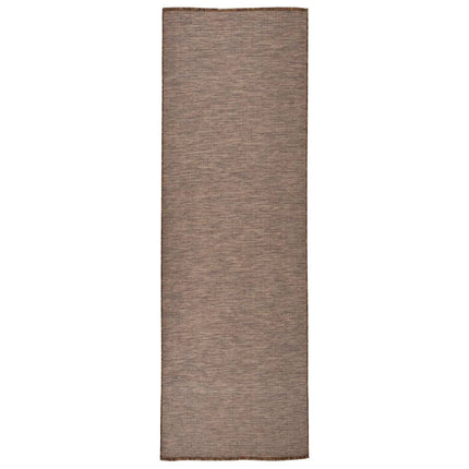 fladvævet udendørstæppe 80x250 cm brun
