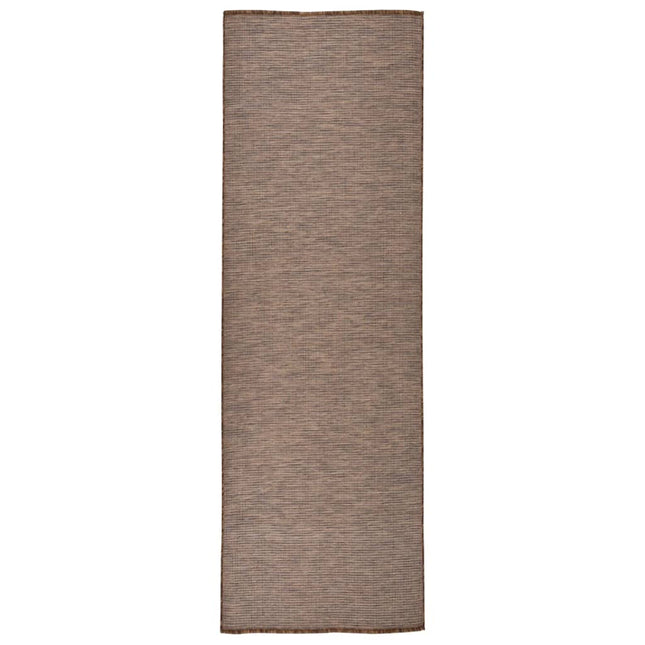 fladvævet udendørstæppe 80x250 cm brun