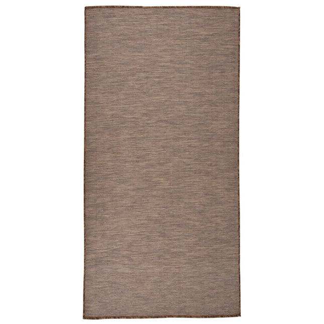 fladvævet udendørstæppe 100x200 cm brun