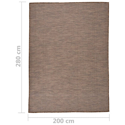 fladvævet udendørstæppe 200x280 cm brun
