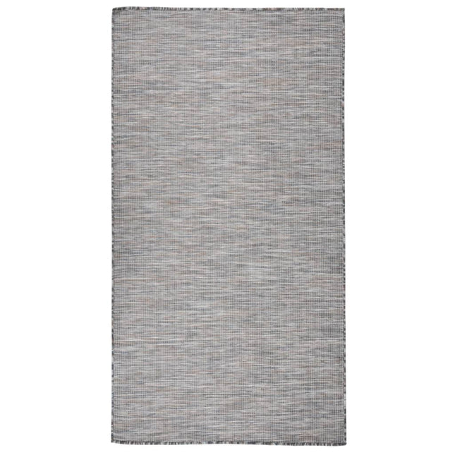 fladvævet udendørstæppe 80x150 cm brun og blå