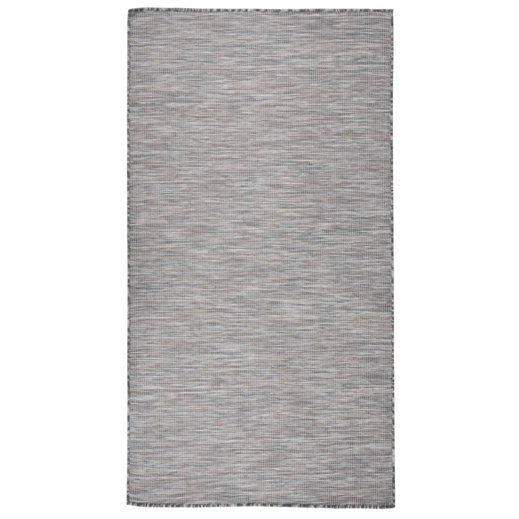 Fladvævet Udendørstæppe 80x150 Cm Brun Og Blå - Vidaxl