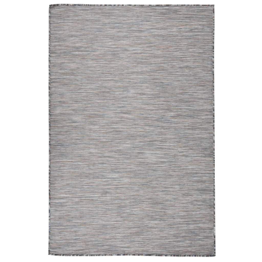 Fladvævet Udendørstæppe 120x170 Cm Brun Og Blå - Vidaxl