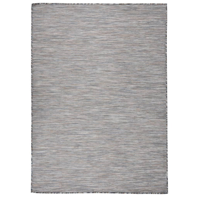 fladvævet udendørstæppe 200x280 cm brun og blå