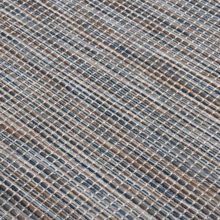 fladvævet udendørstæppe 200x280 cm brun og blå