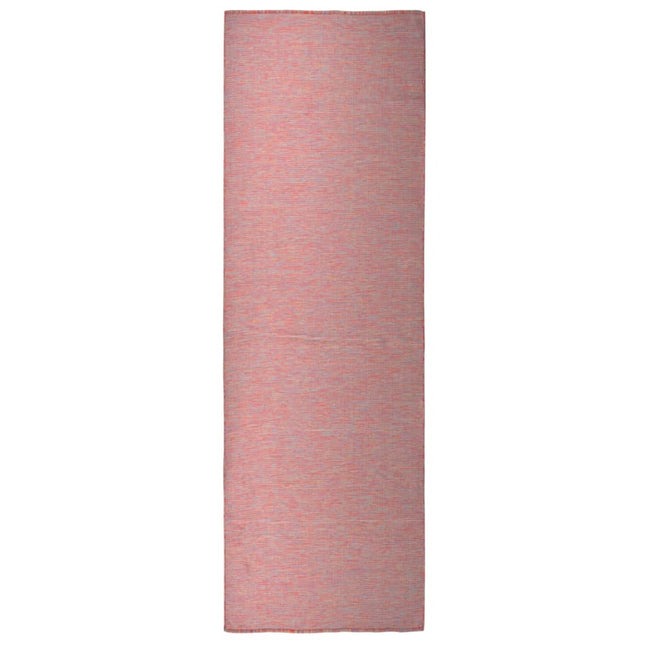 fladvævet udendørstæppe 80x250 cm rød