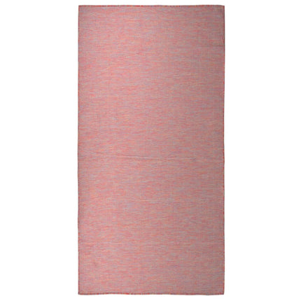 fladvævet udendørstæppe 100x200 cm rød