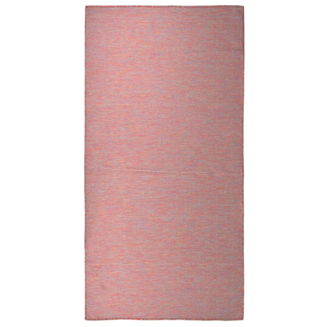 fladvævet udendørstæppe 100x200 cm rød