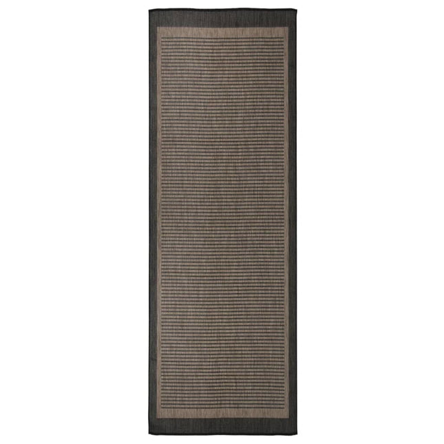 fladvævet udendørstæppe 80x250 cm mørkebrun