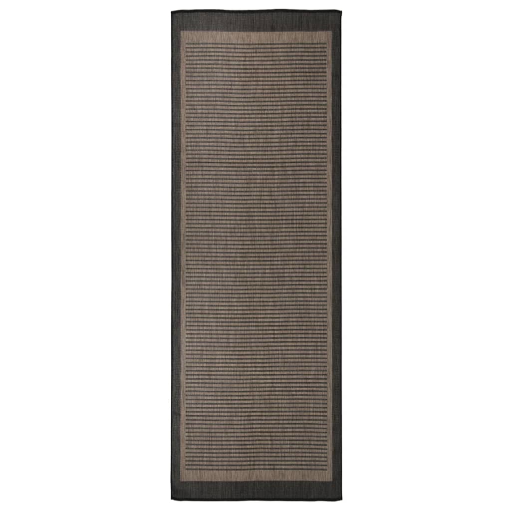 fladvævet udendørstæppe 80x250 cm mørkebrun billede