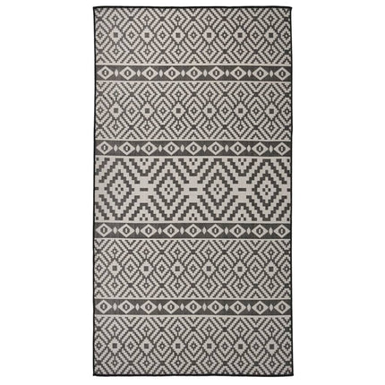 fladvævet udendørstæppe 80x150 cm stribet sort