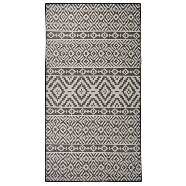 fladvævet udendørstæppe 80x150 cm stribet sort