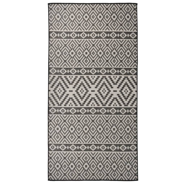 fladvævet udendørstæppe 100x200 cm stribet sort
