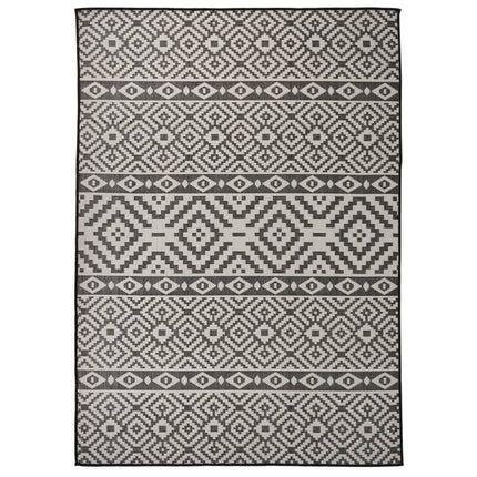 fladvævet udendørstæppe 120x170 cm stribet sort
