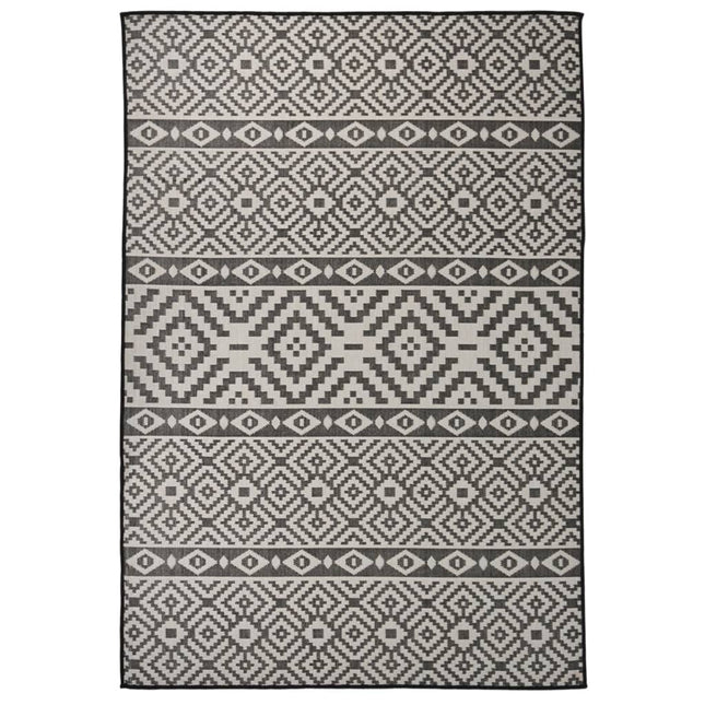 fladvævet udendørstæppe 160x230 cm stribet sort