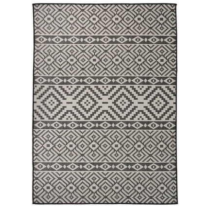 fladvævet udendørstæppe 200x280 cm stribet sort