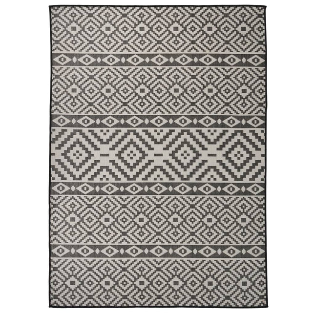 fladvævet udendørstæppe 200x280 cm stribet sort