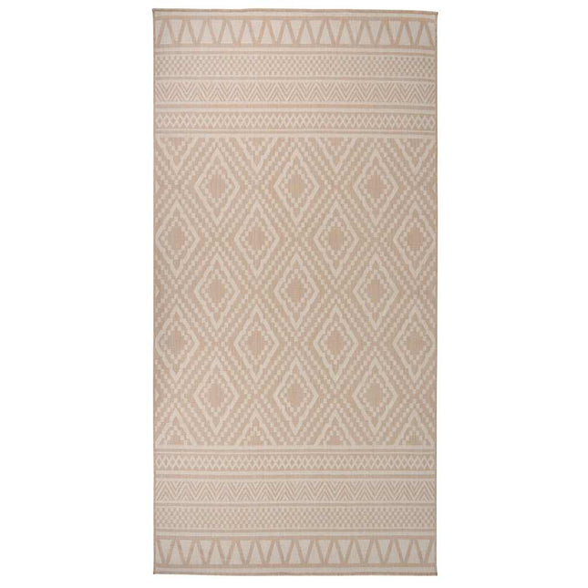 fladvævet udendørstæppe 100x200 cm stribet brun