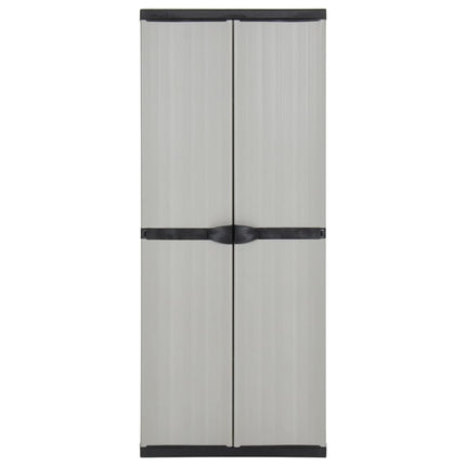 haveskab 68x40x168 cm 3 hylder grå og sort