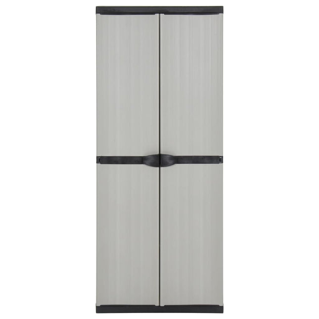haveskab 68x40x168 cm 3 hylder grå og sort