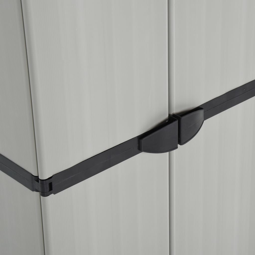 haveskab 68x40x168 cm 3 hylder grå og sort