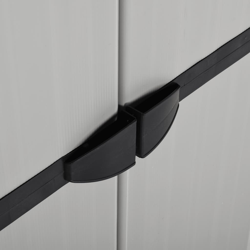 opbevaringsskab til haven 68x40x168 cm 3 hylder grå og sort