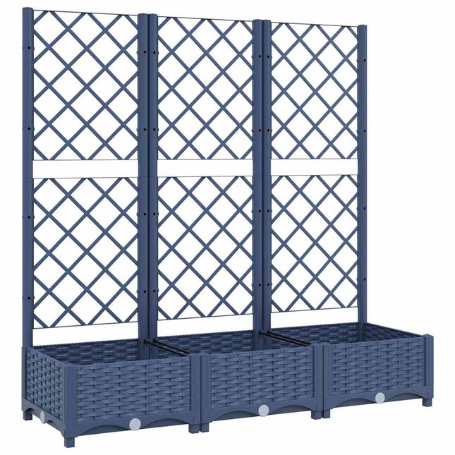 plantekasse med espalier 120x40x121,5 cm PP blågrå