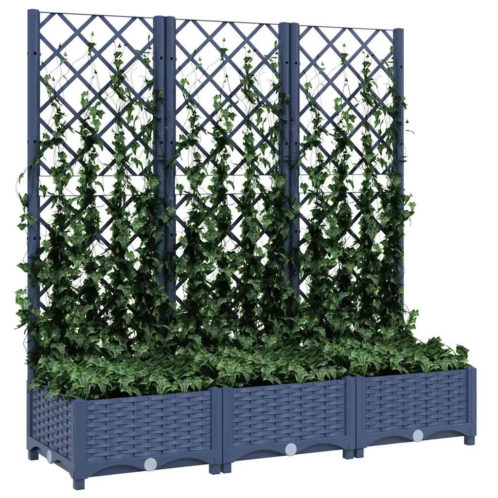 plantekasse med espalier 120x40x121,5 cm PP blågrå