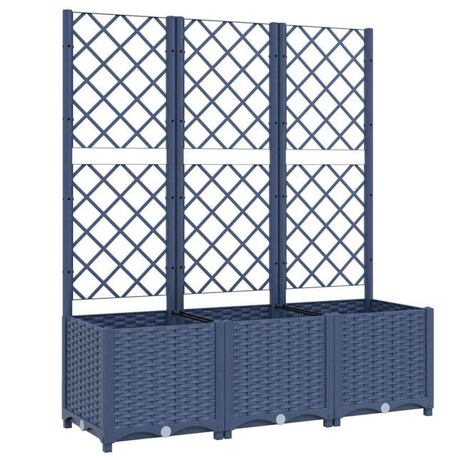 plantekasse med espalier 120x40x136 cm PP blågrå