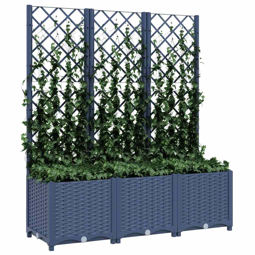plantekasse med espalier 120x40x136 cm PP blågrå