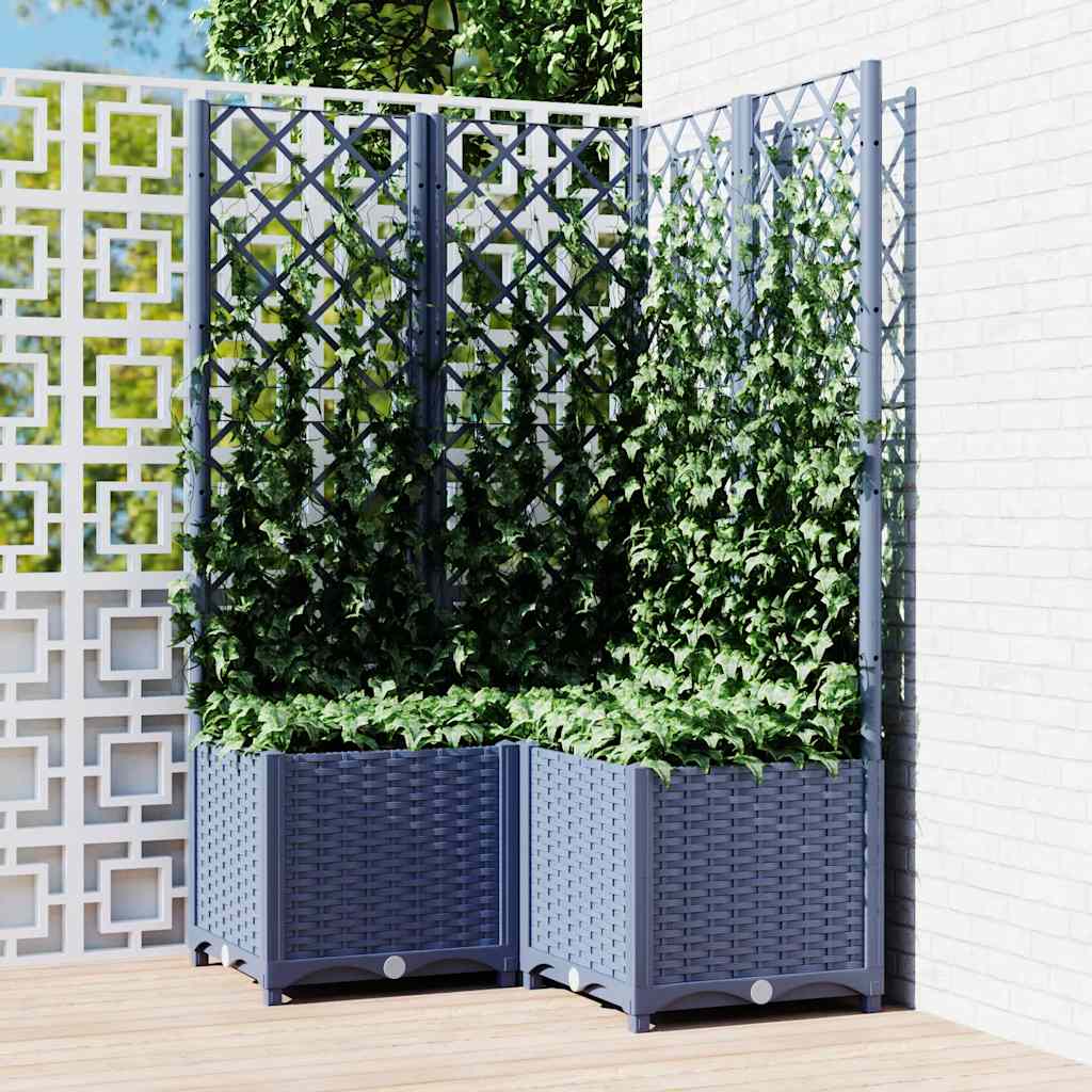 plantekasse med espalier 80x80x136 cm PP blågrå