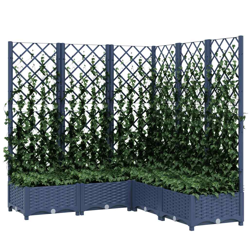 plantekasse med espalier 120x120x121,5 cm PP blågrå