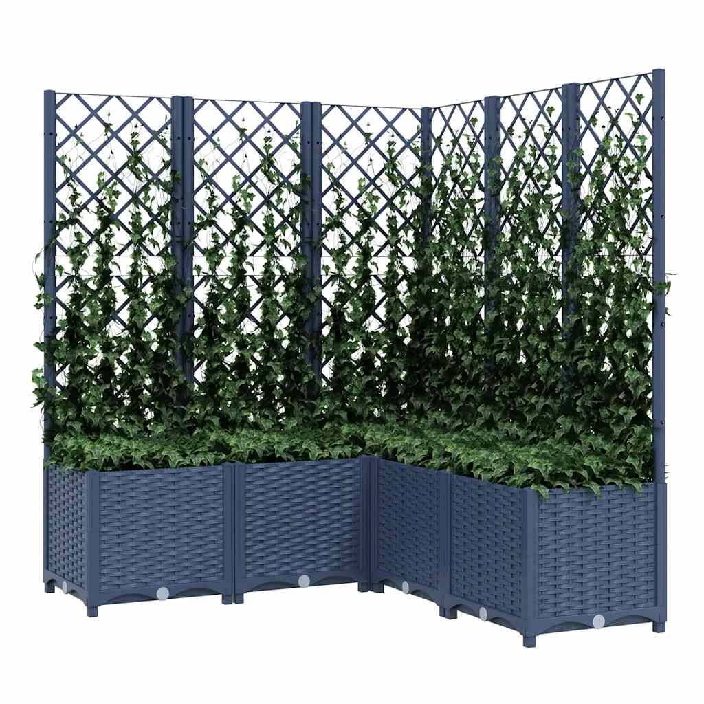 plantekasse med espalier 120x120x136 cm PP blågrå