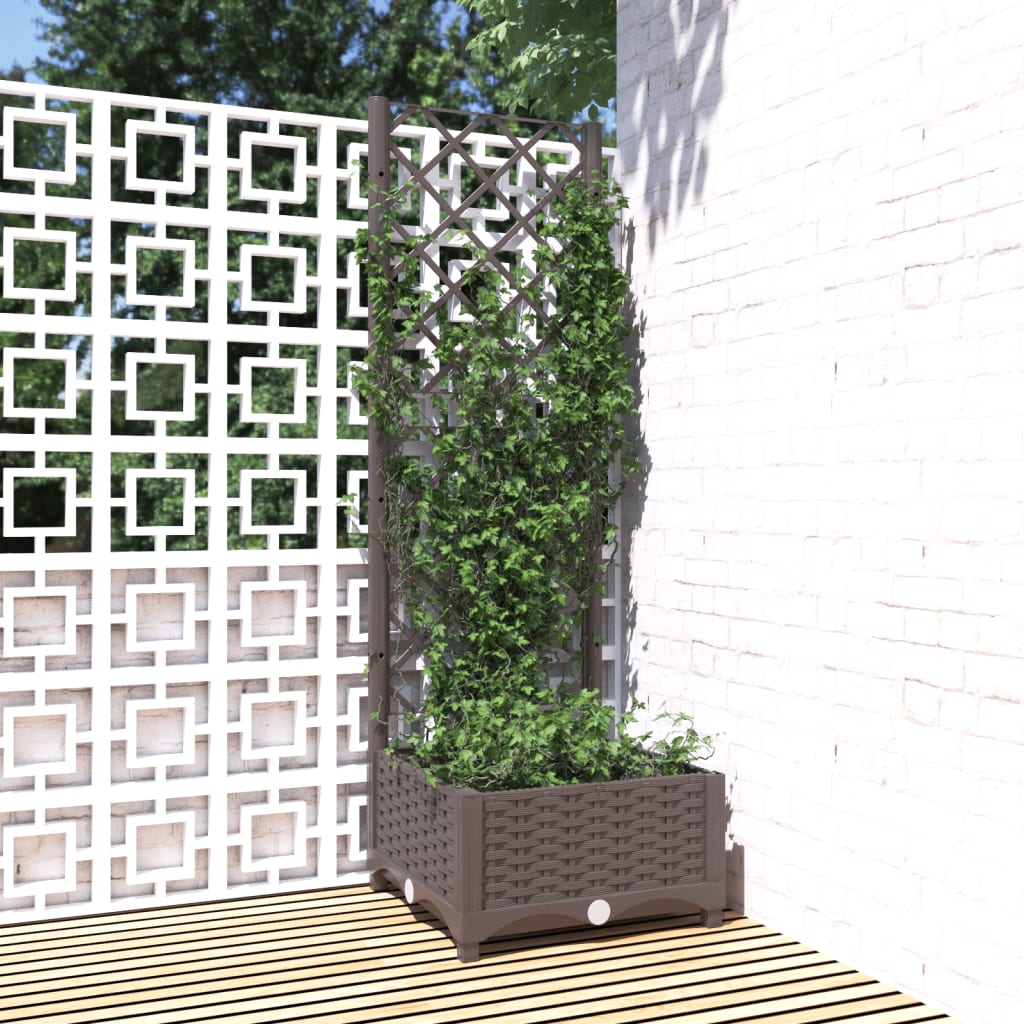plantekasse med espalier 40x40x121,5 cm PP brun