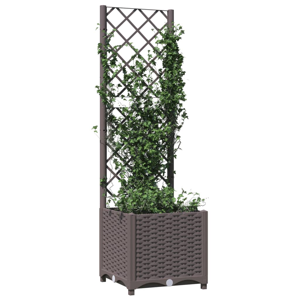 plantekasse med espalier 40x40x136 cm PP brun