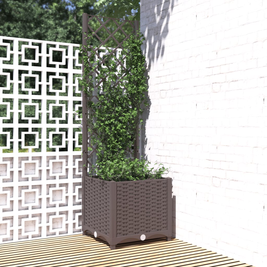 plantekasse med espalier 40x40x136 cm PP brun
