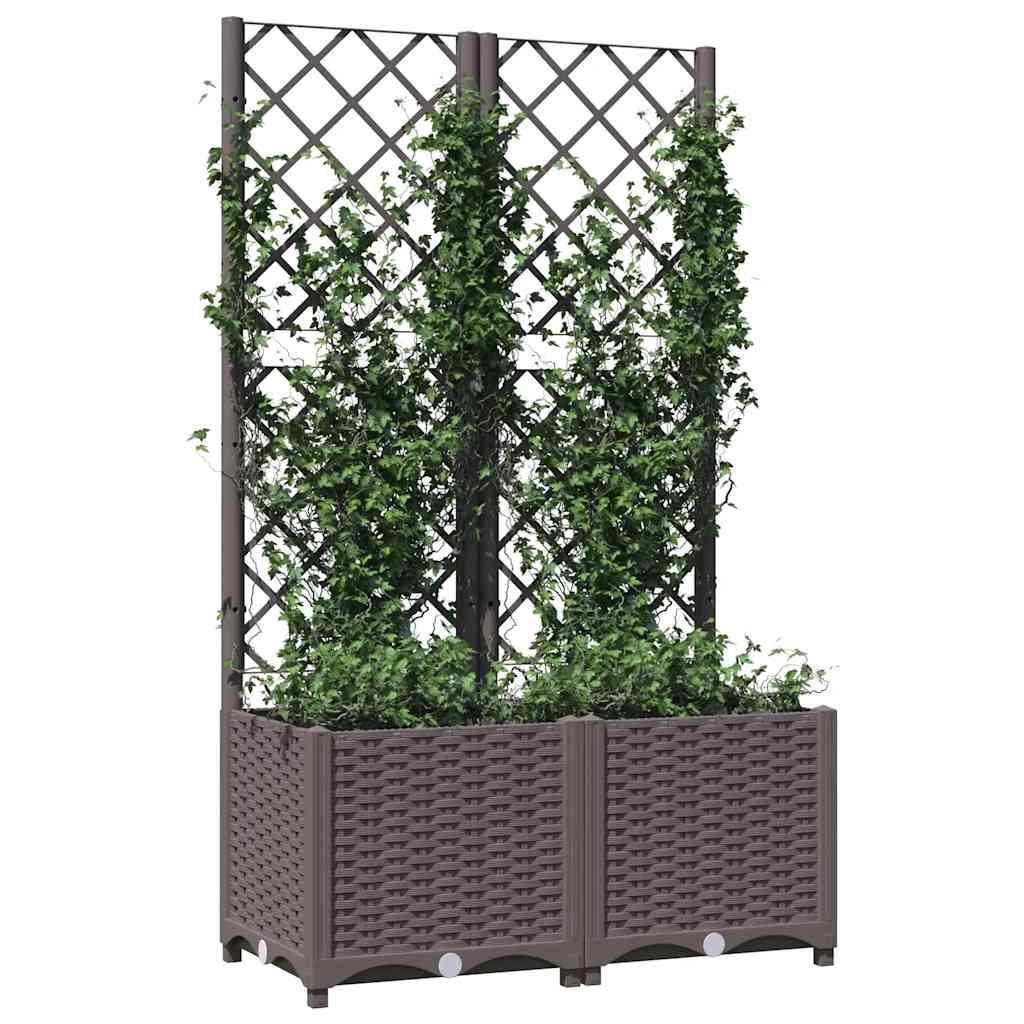 plantekasse med espalier 80x40x136 cm PP brun