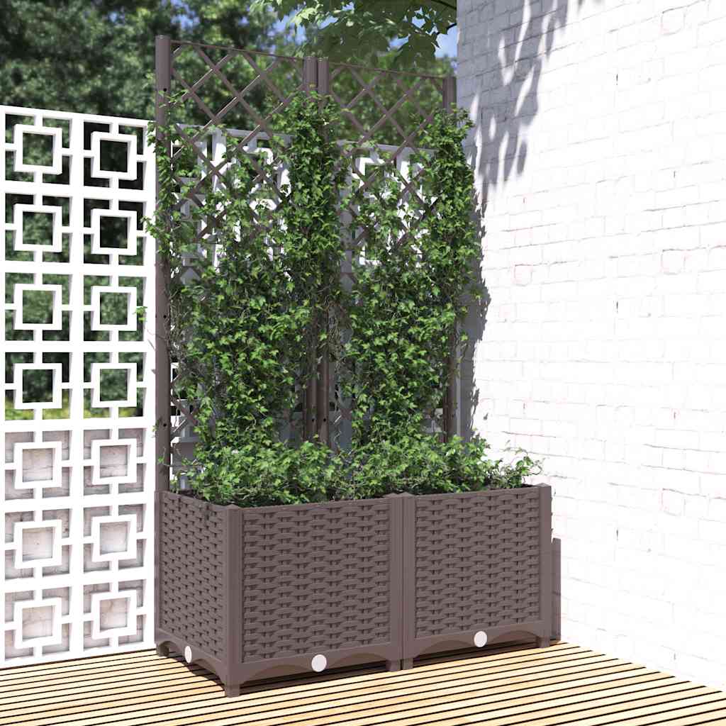 plantekasse med espalier 80x40x136 cm PP brun