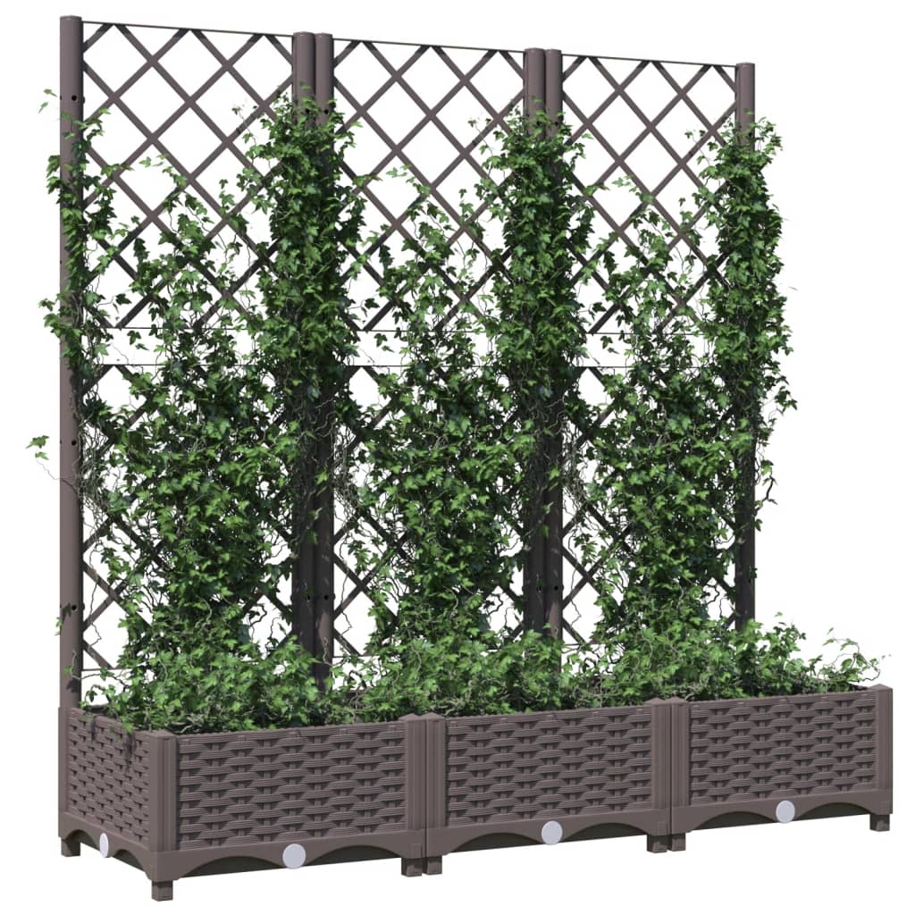 haveplantekasse med espalier brun 120x40x121,5 cm PP