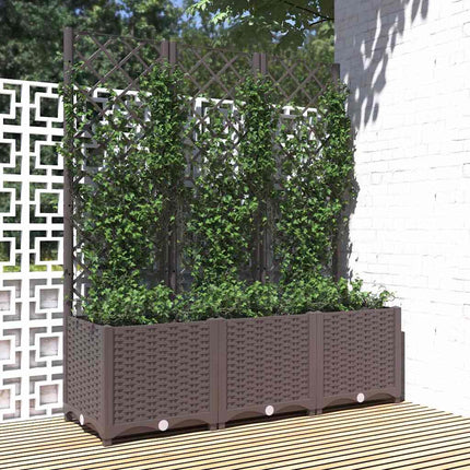haveplantekasse med espalier brun 120x40x136 cm PP