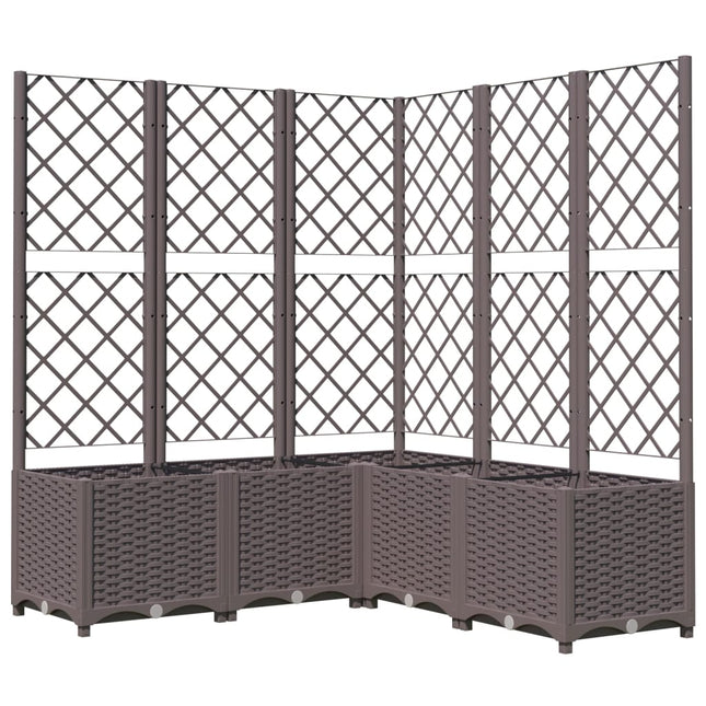 plantekasse med espalier 120x120x136 cm PP brun