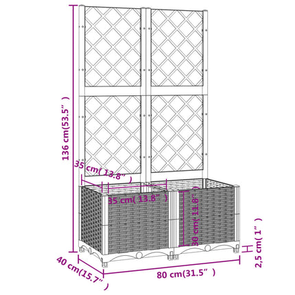 haveplantekasse med espalier sort 80x40x136 cm PP