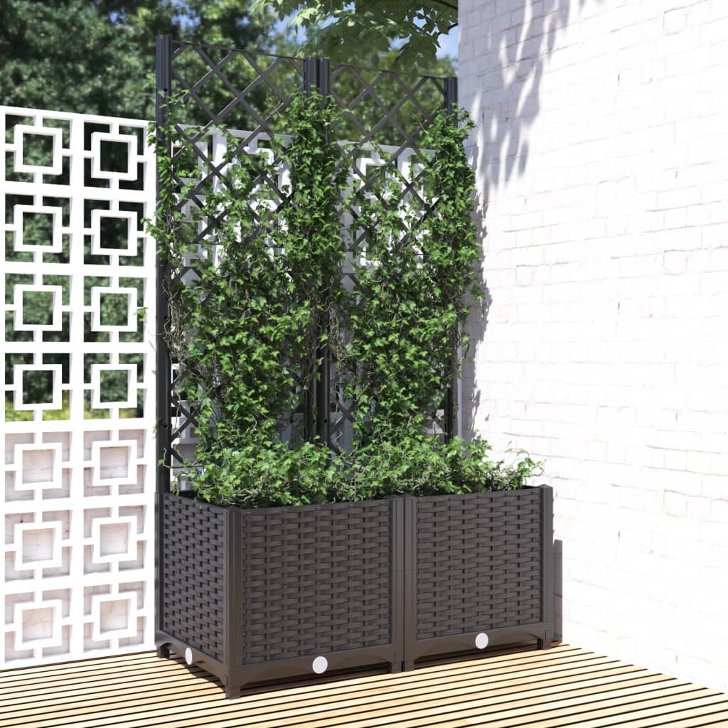haveplantekasse med espalier sort 80x40x136 cm PP